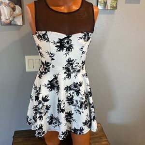 Black and white dress with mesh top!
